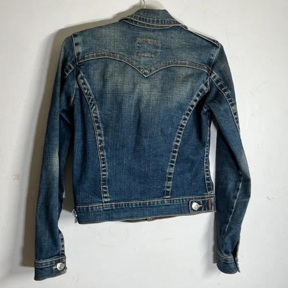 True Religion Emily Dark Wash Western Jean Denim Jacket Women’s Size M - Picture 3 of 9